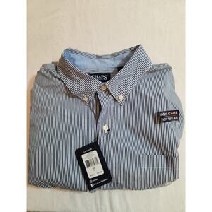 Chaps NWT Shirt Mens XL Blue Striped Long Sleeve Preppy Academia Classic
